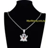 European och American Ghosts Tongue Out Funny Expression Iced Out Diamond Hip Hop Pendant Street Hipster full av CZ Diamond Inlagda halsband