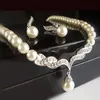 Jewelry Sets Luxury designer Bracelet Creative Gold Color Necklace + 1 Pair Earrings Wedding Bridal Pearl Set For Women Lady Female