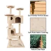 US Stock 52 Cal Kot Meble Scrations Tree Tower Activity Center Duży Gra Bed Condo Bed Draping Tower Kitten Pet House Beige