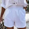 Moarcho Casual Summer Shorts Pure Color Elastyczne Talia Luźna Home Leisure All-Match Office Kieszenie przyjazdu 210719