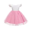 Robes de fille bébé fille robe dentelle fleur 1er anniversaire perles né robe de baptême infantile fête princesse rose Vestidos