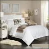 Sängkläder Tillbehör Hem Textil Trädgård 100% Bomull Duvet ER Set Queen King Size White Commerph 4st (1 ER + 2 Pillow Shams + 1 Bed Sheet)