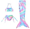 Filles maillot de bain 3pcs queue de sirène maillots de bain enfants sirène piscine maillot de bain princesse plage bikini filles fête cosplay costumes297F