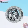 Bamoer 925 Стерлинговое серебро Giraffe Семейные бусы животных Очистить CZ Подвески Fit Charm Braclets Ожерелья DIY Ювелирные Изделия SCC997 Q0531