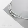 Colusiwei mode 925 sterling silver frostat liten boll ljus pärlor dubbel kedja för kvinnor justerbara anklet fina smycken