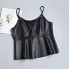 Sexy leather vest women coat V neck A line slim Party Club elegant jacket sleeveless Feminino 211120