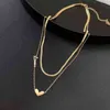 Classic Peach Heart Double Gold Titanium Steel Short Necklace For Woman Fashion Sexy Girl's Clavicle Chain Korean Luxury Jewelry G1206