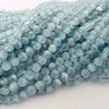 Veemake blå aquamarine diy halsband armband örhängen naturlig charm ädelsten kristall runda lösa pärlor för smycken making06508