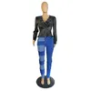 Women's Jackets Autumn And Winter Coat Flocked Leather Jacket, Long-sleeved V-neck Button, Fashionable Slim-fit Blouse