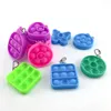 Eenvoudige kuiltje fidget Toys Push Bubble Keychains sensory speelgoed kleurrijke cartoon stress release sleutelketen gemengde stijlen