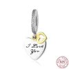 925 sterling silver round beaded golden heart pendant suitable for Pandora bracelet DIY fashion jewelry