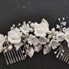 SlBridal Handmade Freshwater Pearls Ceram Pente Nupcial Cocar Headdress Acessório de Cabelo Promoções Damas de Imóveis Mulheres Jóias