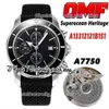 2022 OMF SuperOcean Heritage II A7750 Automatische Chronograph Mens Horloge A13312121B1S1 Black Dial Roestvrijstalen Case Stick Markers Rubberen Strap Eternity Horloges