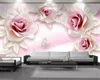 Papier peint mural HD fleurs roses en relief 3d papier peint fleur romantique intérieur décoratif soie 3d papier peint Mural