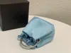 Thick silver ring handle mini bag high-quality nylon fabric Unisex style bucket handbag fashion classic Triangle emblem Design pouch