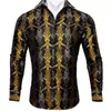 Men039s Dress Shirts BarryWang Gold Paisley Bright Silk Men Autumn Long Sleeve Casual Flower For Designer Fit4290743