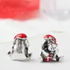 Se adapta a pulseras Pandora 20 piezas exquisitas cuentas de plata esmaltadas con forma de oso de Navidad, cuentas colgantes para venta al por mayor, joyería de collar de ley europea Diy