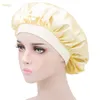 女性の女の子ソリッドカラー弾性ナイトハットビーニーサテンソフトスリープキャップボンネットヘアケアファッションアクセサリー