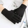 Cinq doigts gants femmes hommes hiver chaud tricoté doigt complet femme solide laine écran tactile mitaines épais cyclisme conduite