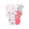 Baby Romper 5-Piece / Lot Baby Jumpsuit Cotton BoyGirls Kläder Kortärmad Sommar Striped Nyfödd Ropa Bebe Kläder 0-24m 362 Y2