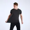 Mens T-shirts Kläder Tees Sommar Män Sport Fitness Running Yoga Kortärmad Svart Vit Mörkblå Grå