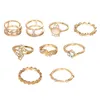 Fedi nuziali Bohemian Lady Geometric Irregular Crystal Joint Gold Ring Set Beautiful Women Party Jewelry Wear