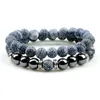 2pcs Men Tiger Eye Stone Bracelet Charm Hematite Natural Lava Rock Beads Strand Bracelets & Bangles for Women Energy Jewelry
