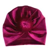 Nouveau bandeau noué en velours doré bébé bonnet pour enfants en gros automne-hiver bébé beignet casquette indienne enfants accessoire de cheveux