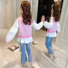 Girls Sweatshirts Kids Toddlers Sweatshirt Striped Tops for Costume Children Cotton Casual Clothes 210527