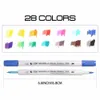 STA 14PCS / 28Colors Aguarela Dual Brush Markers 28 Chameleon Art Color Soft Caligraphy Canetas Aquarelle Markers Y200709
