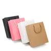 Portable Paper Gift Bags with Handle Black Brown Pink White Shopping Bag Retail Packaging Pouch