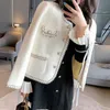 Autumn Fashion design women's o-neck long sleeve mohair wool fabric elegant short jacket coat casacos SMLXL