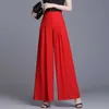 Wysoka talia szyfonowa szerokie spodnie nogi kobiety lato koreański plisowane solidne luźne czarne długie spodnie 210915