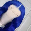 Wodne falerze niebieskie peruki syntetyczne koronkowe frontalne fali głębokiej fali dla amerykańskich czarnych kobiet symulacja ludzkie włosy 1505799489