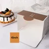 StoBag 10pcs Khaki 4 Inch Cake Box Transparent Open Window Portable Puff Biscuits Chocolate Baking Packaging Carton Birthday 210602