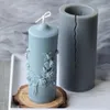 Grands moules à bougies en Silicone sculpté 15x5.5cm, pilier cylindrique, fleurs Vintage, bricolage, bougies parfumées, moule de fabrication