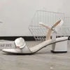 Mid Heel Sandals 100% Leather rough heel woman shoes fashion new Metal buckle Sexy sandals Soft cattle Womens beach shoes Large size 41-42