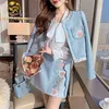 Fashion Autumn Winter Women Sets High Quality Embroidery Vintage Jack Tweed Coat and Mini Skirt Two Piece Set 211106
