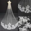 Katedral Dantel Gelin Veils Tarak Ile Bir Katmanlı 3D Aplike Uzun Uzunlukta Robe Düğün Kuyruk Peçe Lüks Amice Custom Made Kadınlar Saç Aksesuarları