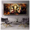 Arte de parede Impressão Lord Ganesha Vinayaka Ganapati Estátua Buda Pintura Religião Arte Golden Elephant Pinturas Decorativas H1110