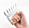 Kitchen Tools Stainless Steel Claw Wooden Handle Meat Divided Tearing Flesh Multifunction Meats Shred Pork Clamp BBQ Tool SN2742