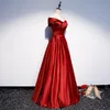 Длинные выпускные платья V-образного вырезок с плеча A-Line Satin Dress Prom Prom Prom Prom Длинные элегантные платья