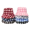 Mode Outdoor vakantie dame Panama verdikte zachte warme vis cap faux bont houndstooth emmer hoed vrouwen winter