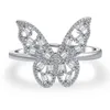 Ins Summer Jewelry Rose Gold Micro Diamond Butterfly Ring Rizable Bling Rhintone Butterfly Ring