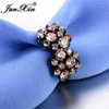 JUNXIN Elegant Champagne Zircon Rings For Women Friendship Jewelry Vintage Black Gold Filled Tiny CZ Wedding Crystal Ring1381692