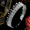Nowy Cubic Cyrkonia Księżniczka Korona Włosów Akcesoria Cyrkon Kryształ Królewska Królowa Parada Party Headwear Biżuteria Bridal A01082 x0625