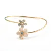 Neue Mode Frauen 2 Blume Kristall Gold Manschette Armband Armreif Schmuck Mädchen Party Prom Ornament Geschenk Schmuck T585 Q0719