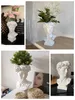 Nordic Resin Flower Vase David Head Creative Greek Sculpture Statue Modern Vase Home Decor Wedding Decor Flower Pots Decorative 210623