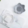 Grey Flower Silicone Soap Dish Bathroom Body and Hand Washing Soaps Boxes Soft Petal Tray with Hole