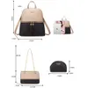 Mochila de moda mochila na moda cor de correspondência de cor única bolsas de ombro 4 peças casuais bolsa feminina carteira